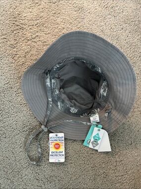 Kids Gray Sun Hat with Chin Cord - UPF 50+